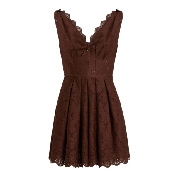 Giambattista Valli Short Brown Saint-Gall Embroidery Dress - Giambattista Valli Dresses - Romantic Couture - Shop at Luxury Shoes 