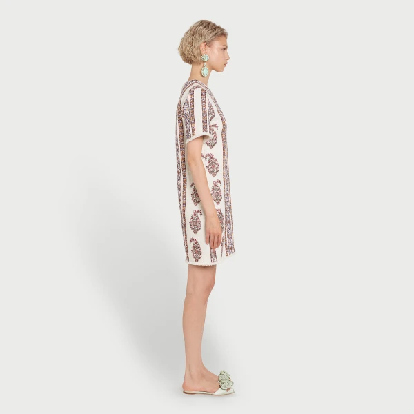 Giambattista Valli Short Ivory Embroidered Paisley Bouclé Dress - Giambattista Valli Dresses - Romantic Couture - Shop at Luxury Shoes 