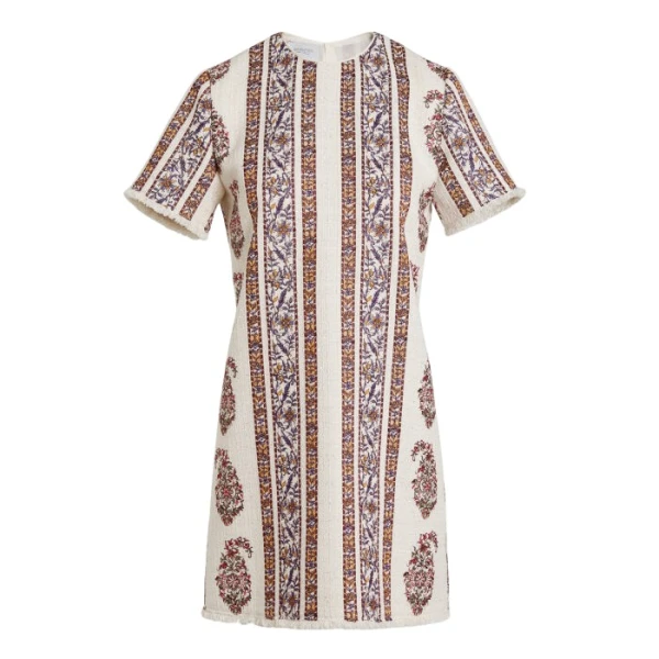 Giambattista Valli Short Ivory Embroidered Paisley Bouclé Dress - Giambattista Valli Dresses - Romantic Couture - Shop at Luxury Shoes 