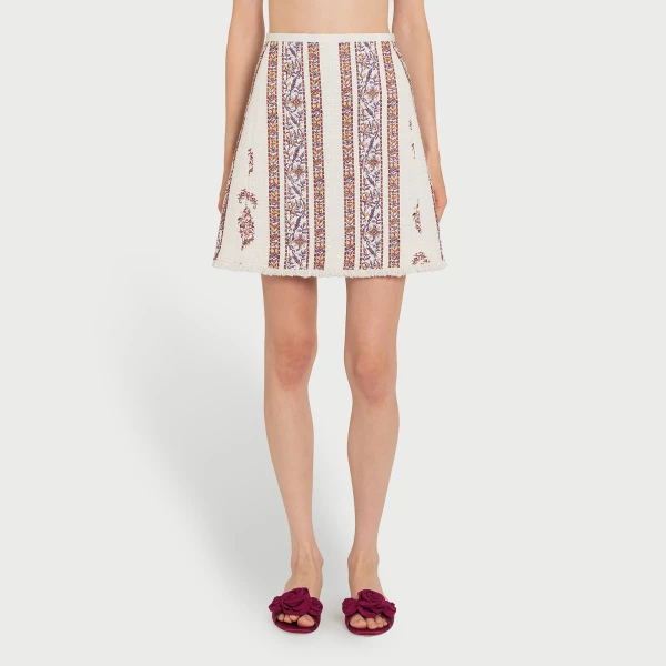 Giambattista Valli Short Ivory Paisley Bouclé Skirt - Giambattista Valli Skirts - Romantic Couture - Shop at Luxury Shoes 