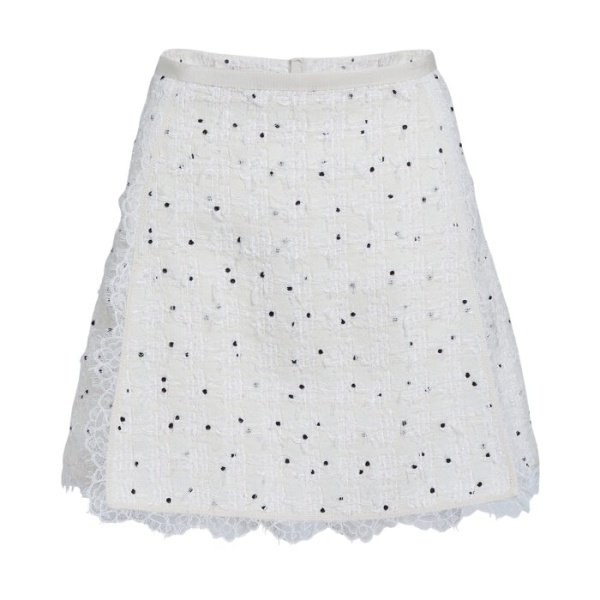 Giambattista Valli Short Ivory Skirt With Black Polka Dots In Bouclé - Giambattista Valli Skirts - Romantic Couture - Shop at Luxury Shoes 