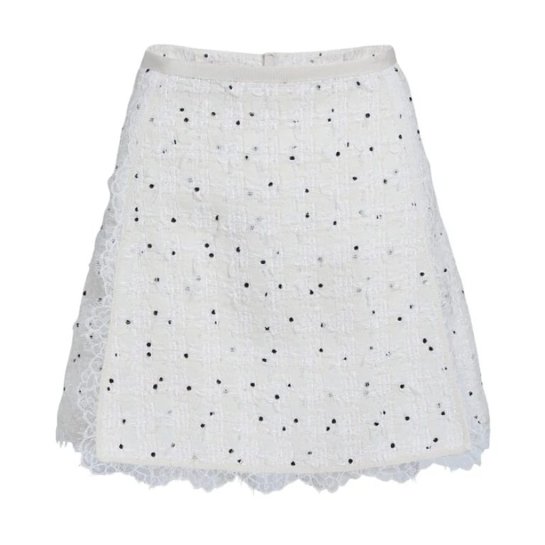 Giambattista Valli Short Ivory Skirt With Black Polka Dots In Bouclé - Giambattista Valli Skirts - Romantic Couture - Shop at Luxury Shoes 