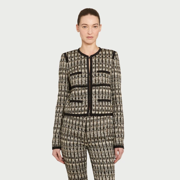 Giambattista Valli Short Optical Bouclé Jacket - Giambattista Valli Jackets - Romantic Couture - Shop at Luxury Shoes 