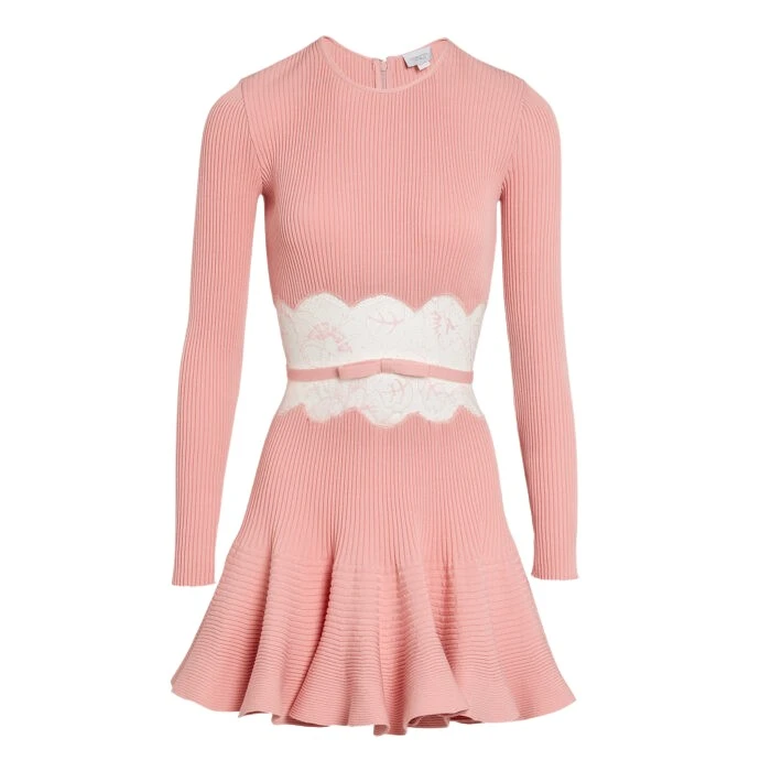 Short-Pink-Knit-Dress-With-Lace-Giambattista-Valli-Dresses-687195_nobg Giambattista Valli Short Pink Knit Dress With Lace - Giambattista Valli Dresses - Romantic Couture - Shop at Luxury Shoes