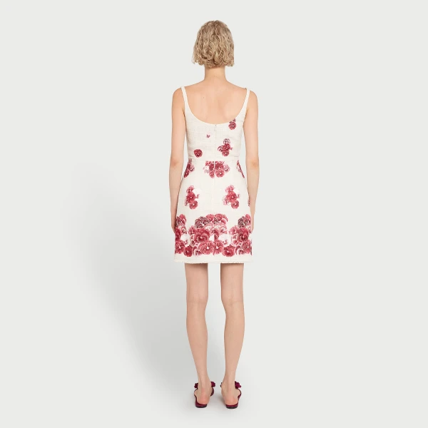 Giambattista Valli Short Ruby Pansies Embroidered Bouclé Slip Dress - Giambattista Valli Dresses - Romantic Couture - Shop at Luxury Shoes 