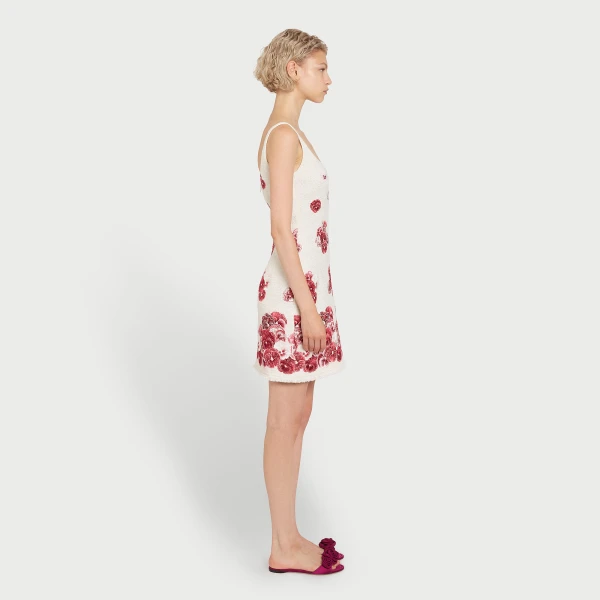 Giambattista Valli Short Ruby Pansies Embroidered Bouclé Slip Dress - Giambattista Valli Dresses - Romantic Couture - Shop at Luxury Shoes 