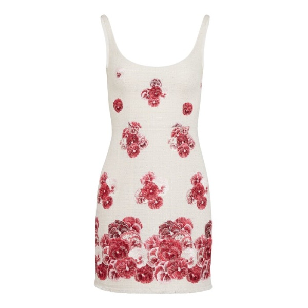 Giambattista Valli Short Ruby Pansies Embroidered Bouclé Slip Dress - Giambattista Valli Dresses - Romantic Couture - Shop at Luxury Shoes 