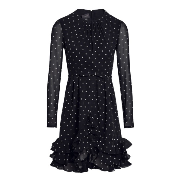 Giambattista Valli Short Silk Black Dress With White Polka Dots And Ruffles - Giambattista Valli Dresses - Romantic Couture - Shop at Luxury Shoes 