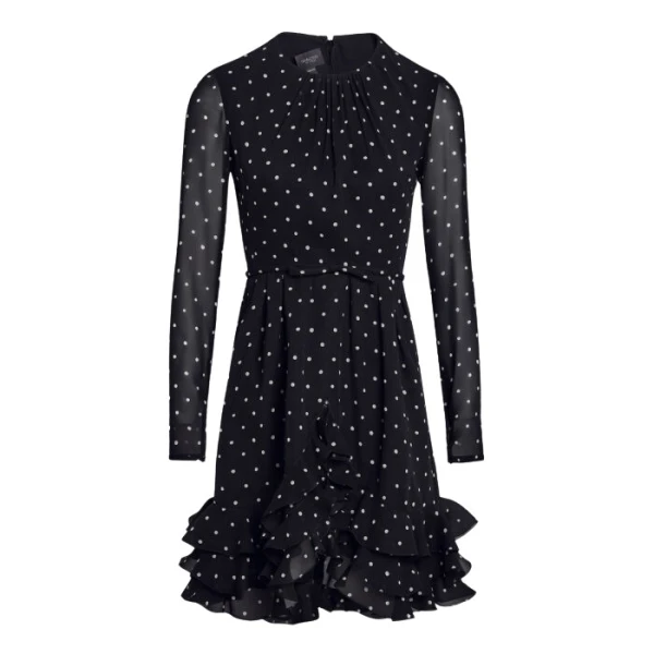 Giambattista Valli Short Silk Black Dress With White Polka Dots And Ruffles - Giambattista Valli Dresses - Romantic Couture - Shop at Luxury Shoes 