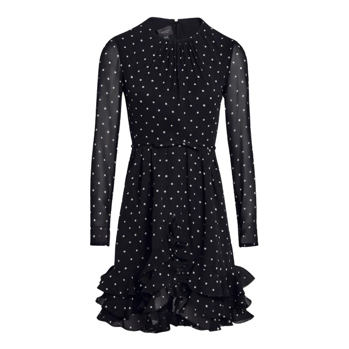 Short-Silk-Black-Dress-With-White-Polka-Dots-And-Ruffles-Giambattista-Valli-Dresses-860085_nobg Giambattista Valli Short Silk Black Dress With White Polka Dots And Ruffles - Giambattista Valli Dresses - Romantic Couture - Shop at Luxury Shoes