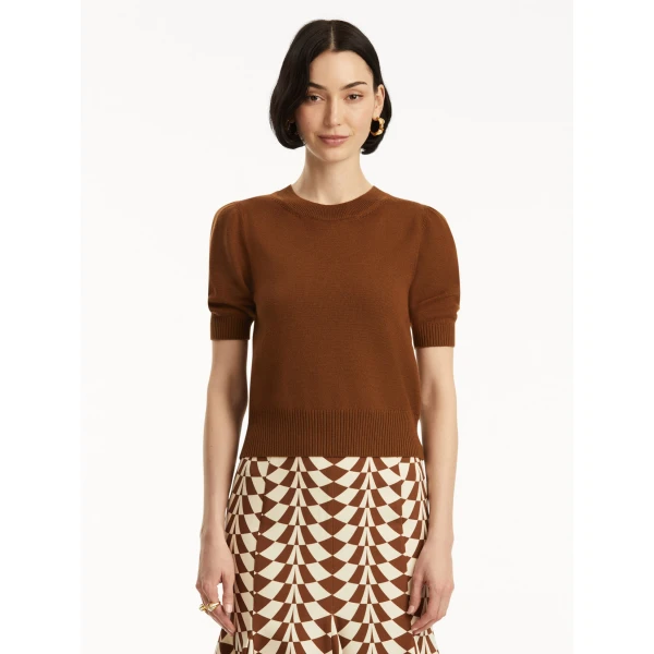 Oscar de la Renta Short Sleeve Wool Pullover - Oscar de la Renta Knitwear - American Couture - Shop at Luxury Shoes 