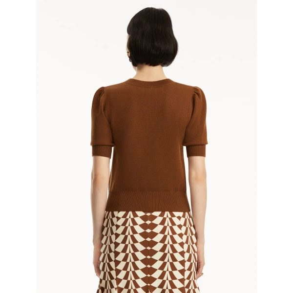 Oscar de la Renta Short Sleeve Wool Pullover - Oscar de la Renta Knitwear - American Couture - Shop at Luxury Shoes 