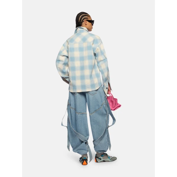 The Attico Sky Blue Long Pant - The Attico Pants - Designed by Gilda Ambrosio & Giorgia Tordini - Shop at Luxury Shoes 