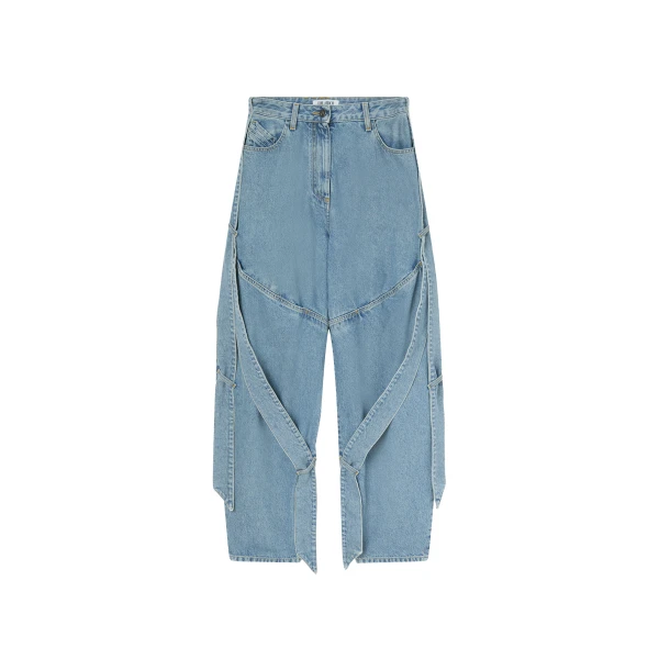 The Attico Sky Blue Long Pant - The Attico Pants - Designed by Gilda Ambrosio & Giorgia Tordini - Shop at Luxury Shoes 