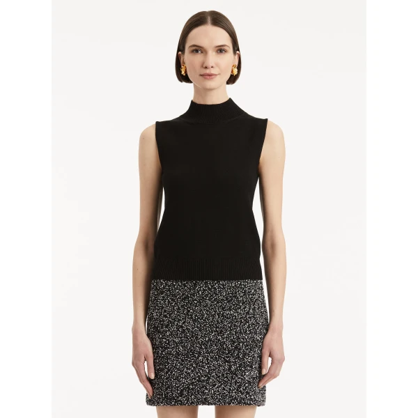 Oscar de la Renta Sleeveless Mock Neck Ribbed Pullover - Oscar de la Renta Knitwear - American Couture - Shop at Luxury Shoes 