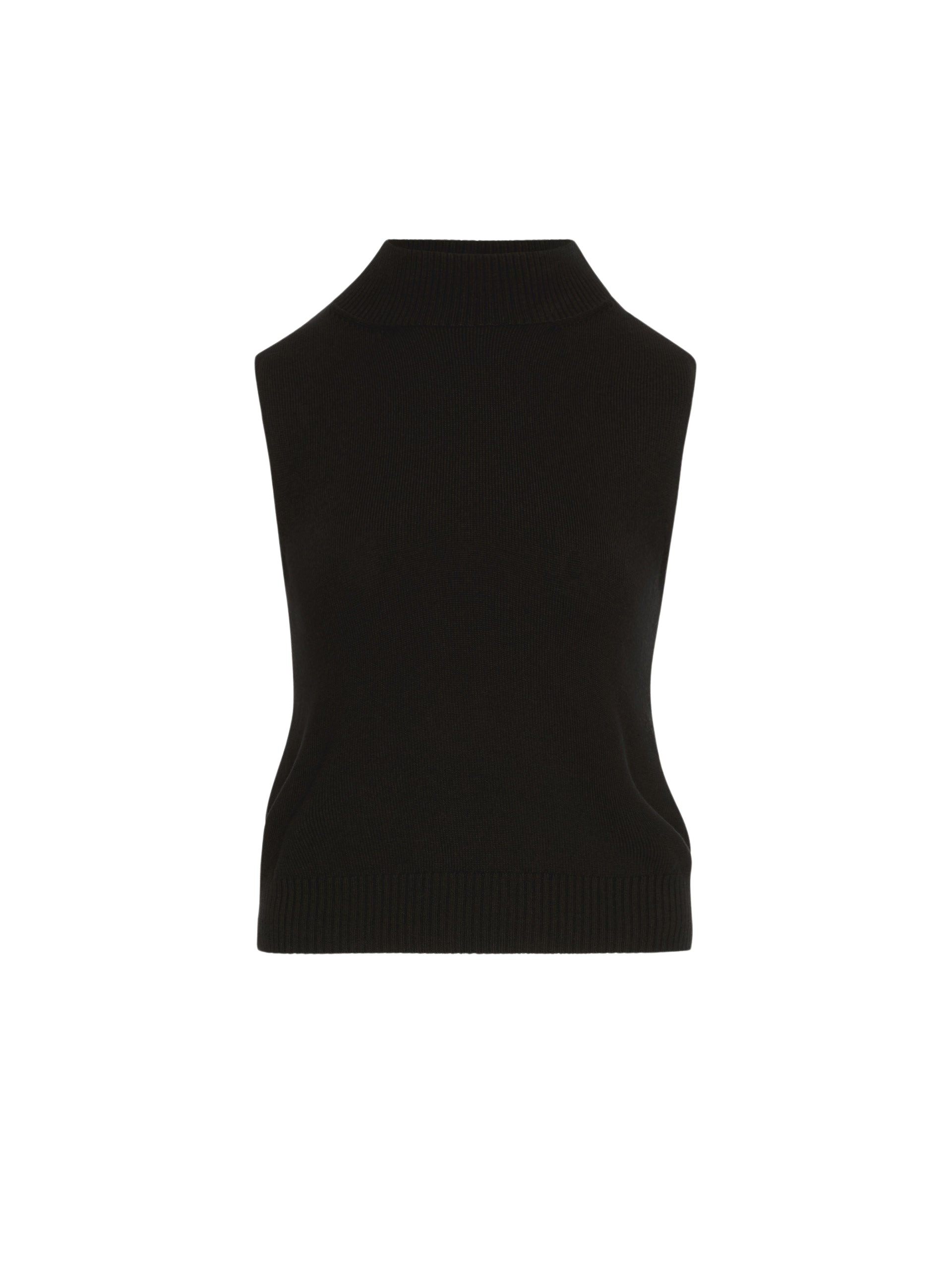 Oscar de la Renta Sleeveless Mock Neck Ribbed Pullover Knit
