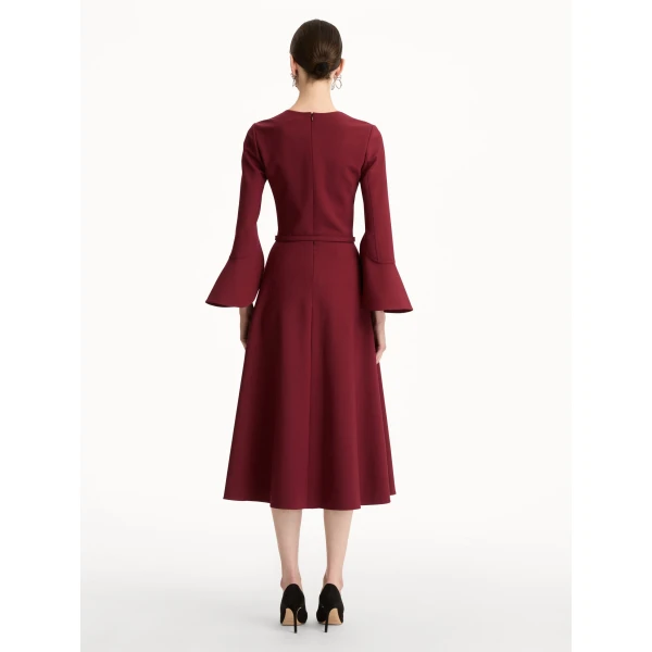 Oscar de la Renta Split Neck Wool Dress - Oscar de la Renta Dresses - American Couture - Shop at Luxury Shoes 