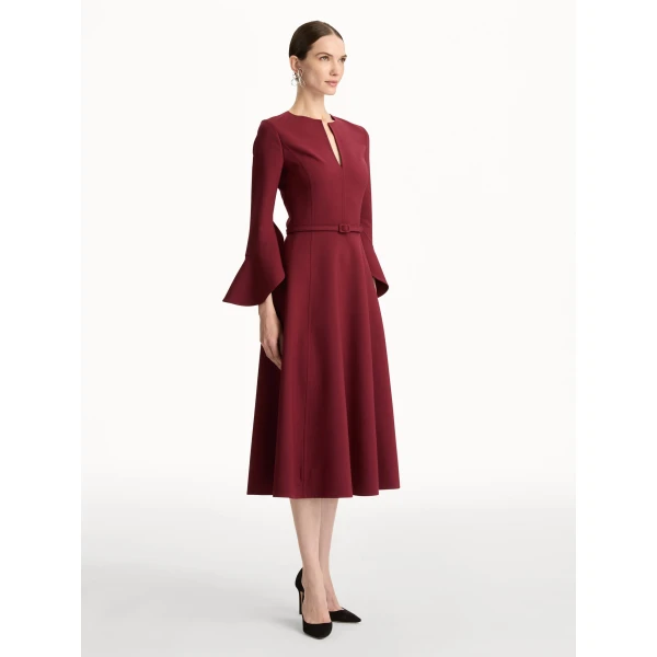 Oscar de la Renta Split Neck Wool Dress - Oscar de la Renta Dresses - American Couture - Shop at Luxury Shoes 