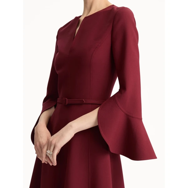 Oscar de la Renta Split Neck Wool Dress - Oscar de la Renta Dresses - American Couture - Shop at Luxury Shoes 