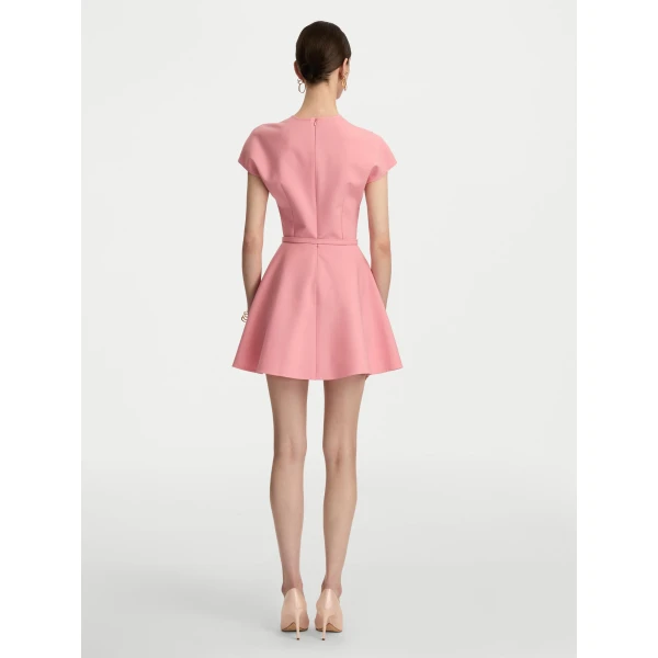 Oscar de la Renta Split Neck Wool Mini Dress - Oscar de la Renta Dresses - American Couture - Shop at Luxury Shoes 