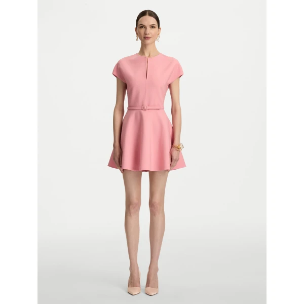 Oscar de la Renta Split Neck Wool Mini Dress - Oscar de la Renta Dresses - American Couture - Shop at Luxury Shoes 