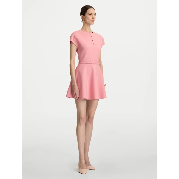 Oscar de la Renta Split Neck Wool Mini Dress - Oscar de la Renta Dresses - American Couture - Shop at Luxury Shoes 
