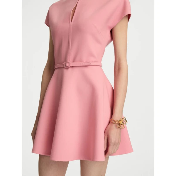 Oscar de la Renta Split Neck Wool Mini Dress - Oscar de la Renta Dresses - American Couture - Shop at Luxury Shoes 