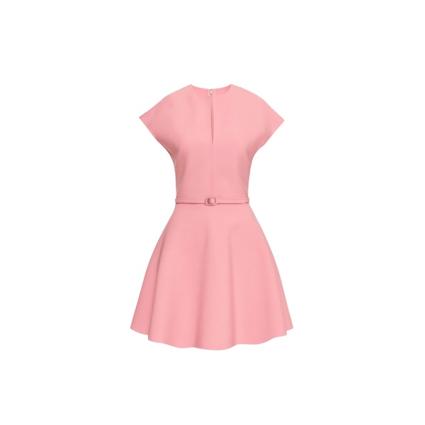 Oscar de la Renta Split Neck Wool Mini Dress - Oscar de la Renta Dresses - American Couture - Shop at Luxury Shoes 