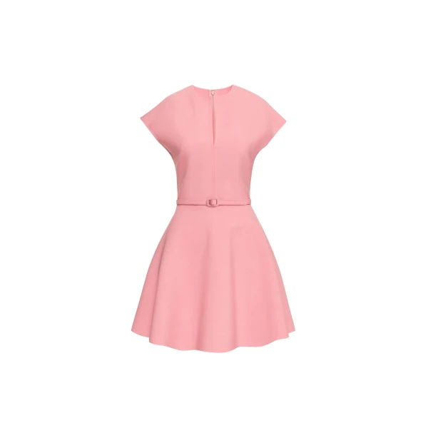 Oscar de la Renta Split Neck Wool Mini Dress - Oscar de la Renta Dresses - American Couture - Shop at Luxury Shoes 