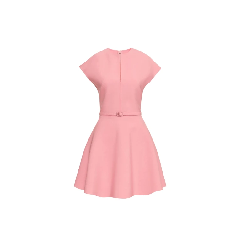 Oscar de la Renta Split Neck Wool Mini Dress - Oscar de la Renta Dresses - American Couture - Shop at Luxury Shoes 
