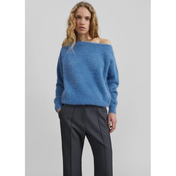 The Frankie Shop Almere Fuzzy Sweater - Cobalt - Oversized Minimalist Knitwear in Blue - Shop at Luxury Shoes 
