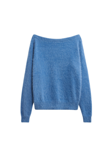 The Frankie Shop Almere Fuzzy Sweater - Cobalt - Oversized Minimalist Knitwear in Blue - Shop at Luxury Shoes 