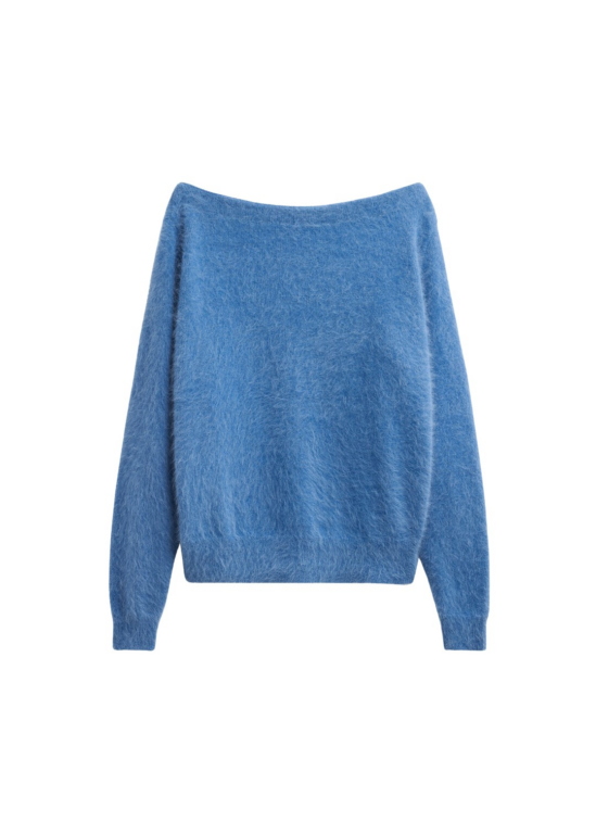 The Frankie Shop Almere Fuzzy Sweater - Cobalt - Oversized Minimalist Knitwear in Blue - Shop at Luxury Shoes 