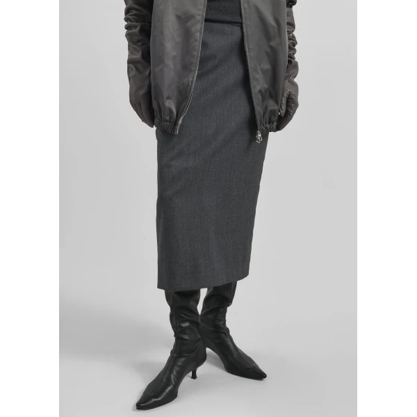 The Frankie Shop Alrose Midi Skirt - Dark Grey Melange - Oversized Minimalist Skirts in Grey - Shop at Luxury Shoes 