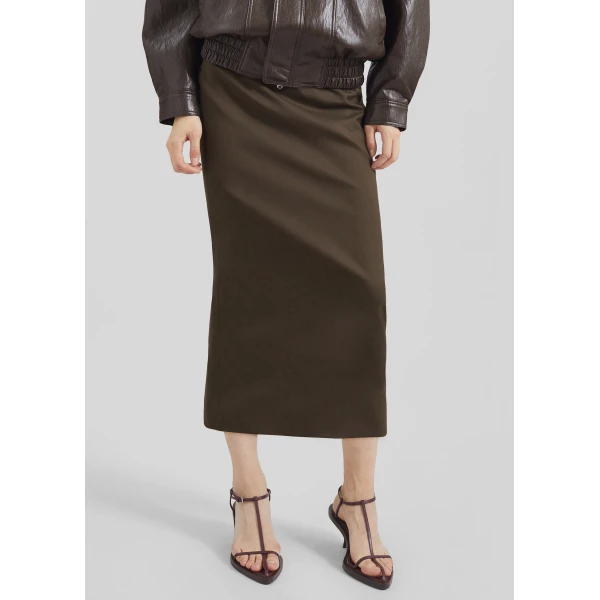The Frankie Shop Alrose Midi Skirt - Mocha - Oversized Minimalist Skirts in Brown - Shop at Luxury Shoes 