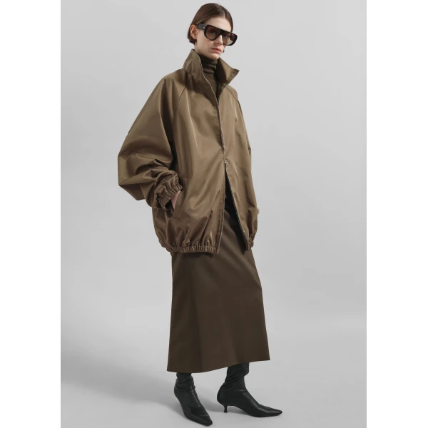 The Frankie Shop Alrose Midi Skirt - Mocha - Oversized Minimalist Skirts in Brown - Shop at Luxury Shoes 