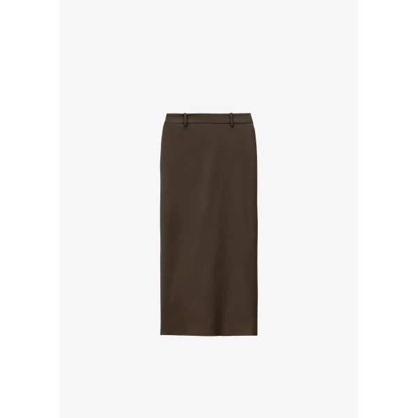 The Frankie Shop Alrose Midi Skirt - Mocha - Oversized Minimalist Skirts in Brown - Shop at Luxury Shoes 