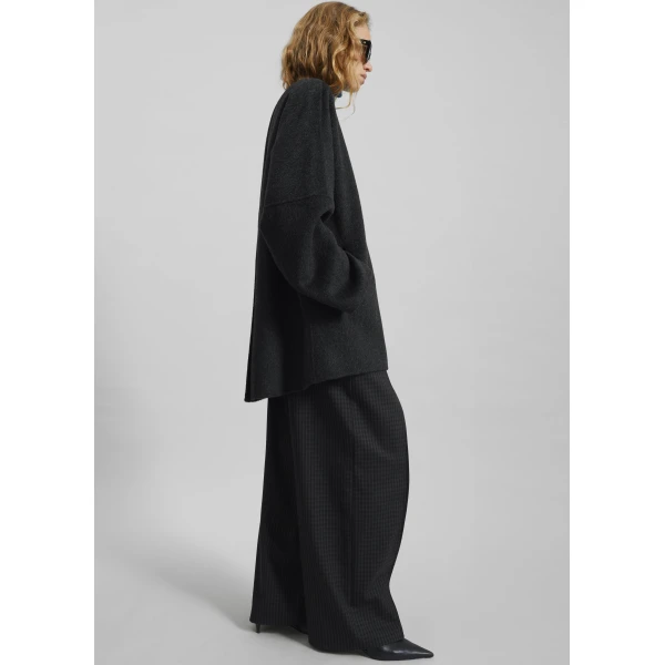 The Frankie Shop Altdorf Wool Coat - Charcoal - Oversized Minimalist Coats in Blue - Shop at Luxury Shoes 