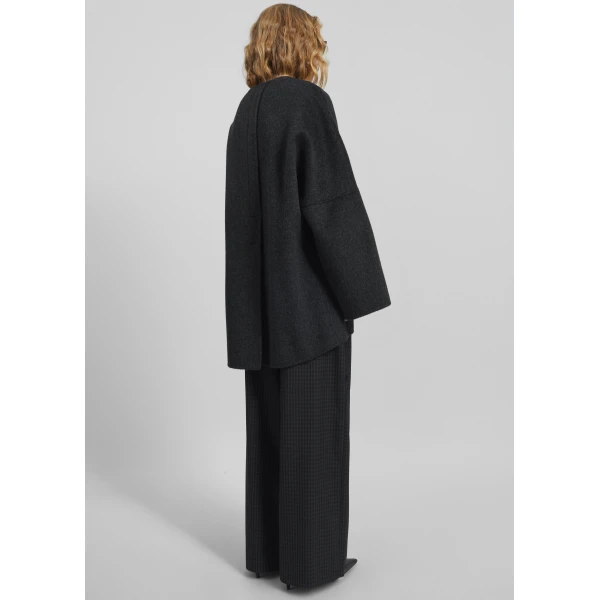 The Frankie Shop Altdorf Wool Coat - Charcoal - Oversized Minimalist Coats in Blue - Shop at Luxury Shoes 