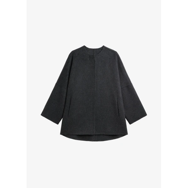 The Frankie Shop Altdorf Wool Coat - Charcoal - Oversized Minimalist Coats in Blue - Shop at Luxury Shoes 
