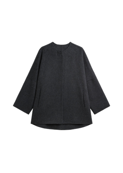 The Frankie Shop Altdorf Wool Coat - Charcoal - Oversized Minimalist Coats in Blue - Shop at Luxury Shoes 