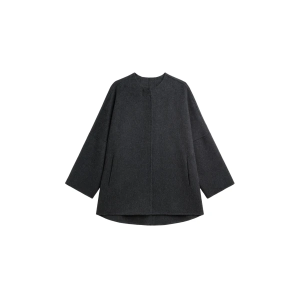 The Frankie Shop Altdorf Wool Coat - Charcoal - Oversized Minimalist Coats in Blue - Shop at Luxury Shoes 