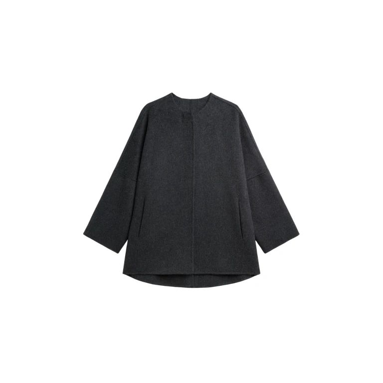 The Frankie Shop Altdorf Wool Coat - Charcoal - Oversized Minimalist Coats in Blue - Shop at Luxury Shoes 