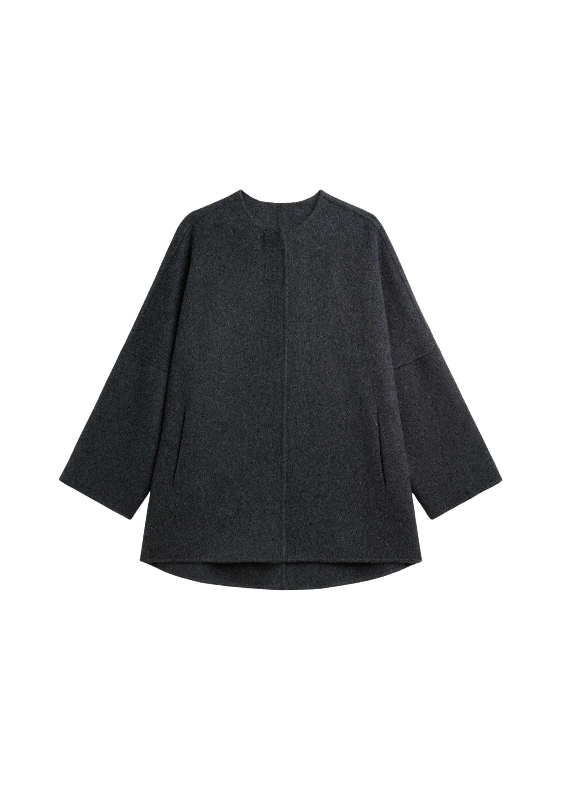 The Frankie Shop Altdorf Wool Coat - Charcoal - Oversized Minimalist Coats in Blue - Shop at Luxury Shoes 