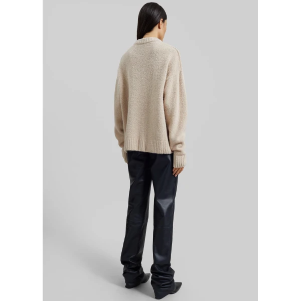 The Frankie Shop Amish Supplies Crewneck Sweater - Beige - Oversized Minimalist Knitwear in Beige - Shop at Luxury Shoes 