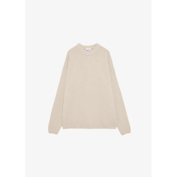 The Frankie Shop Amish Supplies Crewneck Sweater - Beige - Oversized Minimalist Knitwear in Beige - Shop at Luxury Shoes 