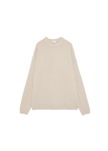 The Frankie Shop Amish Supplies Crewneck Sweater - Beige - Oversized Minimalist Knitwear in Beige - Shop at Luxury Shoes 