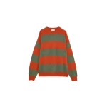 The Frankie Shop Amish Supplies Crewneck Sweater - Sage/Orange - Oversized Minimalist Knitwear in Green - Shop at Luxury Shoes 
