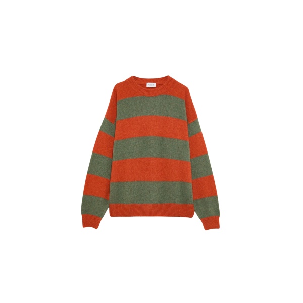 The Frankie Shop Amish Supplies Crewneck Sweater - Sage/Orange - Oversized Minimalist Knitwear in Green - Shop at Luxury Shoes 