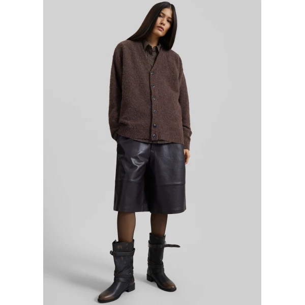 The Frankie Shop Amish Supplies Oversized Cardigan - Mud - Oversized Minimalist Knitwear in Mud - Shop at Luxury Shoes 